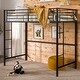 preview thumbnail 2 of 12, Walker Edison Abner Black Metal Classic Twin Loft Bed