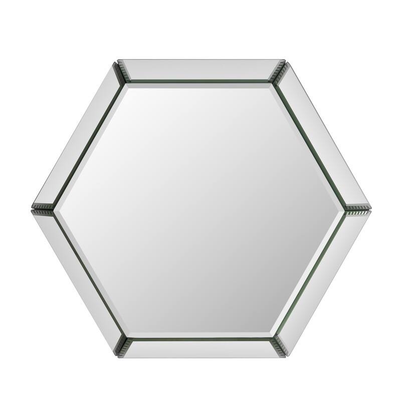 Hexagonal Mirror Top End Table with Crystal-Inlaid