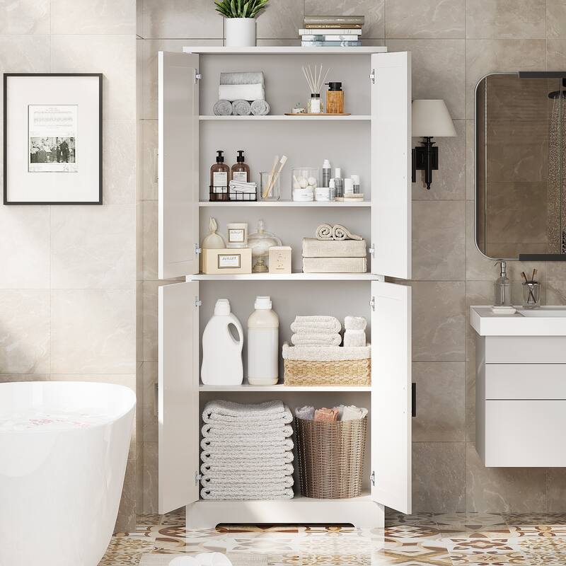 70'' Tall Kitchen Pantry Cabinet, Freestanding Storage Cabinet with 4 Doors and Adjustable Shelves