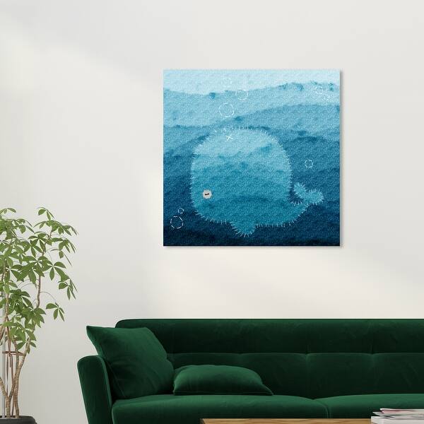 Wynwood Studio Canvas Animals Stitched Whale Blue and Light Blue Rustic