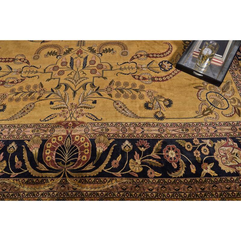 EXQUISITE RUGS ONE-OF-A-KIND Antique Weave Mohajeran Hand Knotted Gold Rug - 14'x18'1"