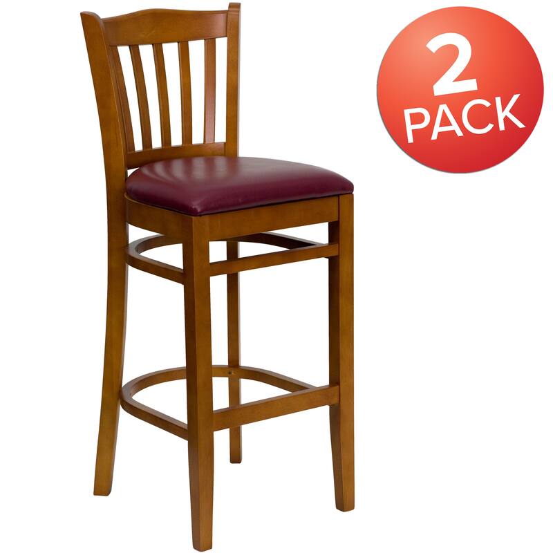 2Pk Vertical Slat Back Wood Restaurant Barstool - Hospitality Seating