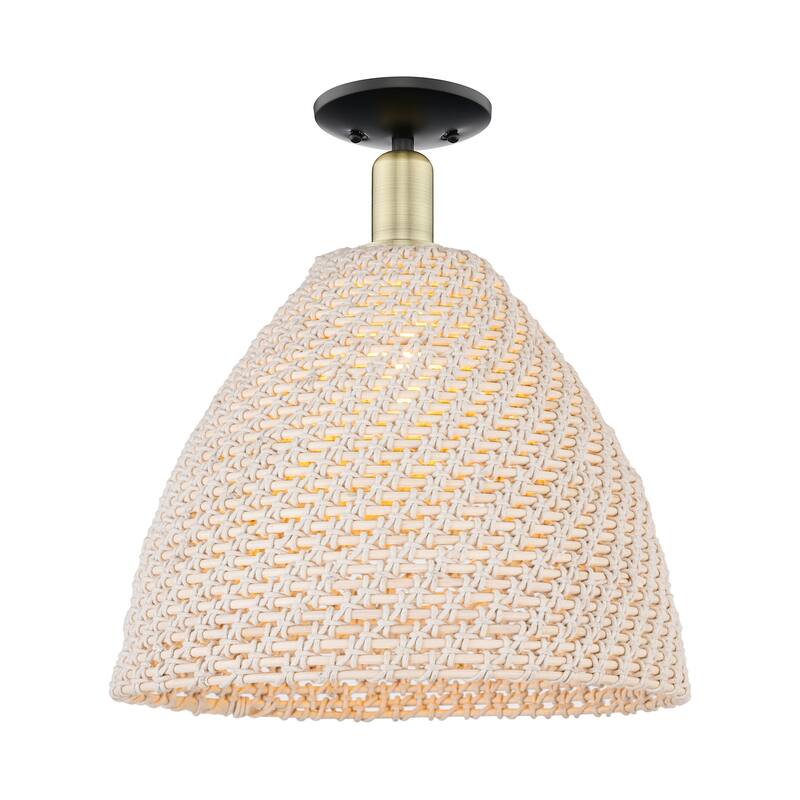 Innovations Lighting 716-1C-11-16 Natural Ballston Dome Semi-Flush - Black Antique Brass / Natural