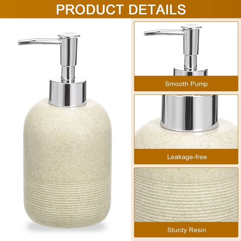 5pc Bathroom Accessories Set Stone Toothbrush Tumbler Holder - Beige