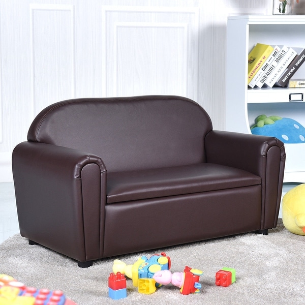 Shop Gymax Kids Sofa Armrest Chair Lounge Couch Wood ...