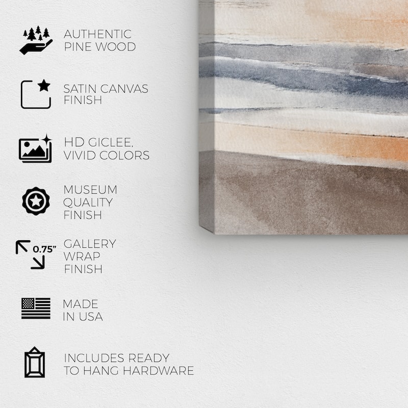 Wynwood Studio Canvas Nautical and Coastal Amber Sky Beach II Orange and Nautical & Coastal Wall Art Canvas Print