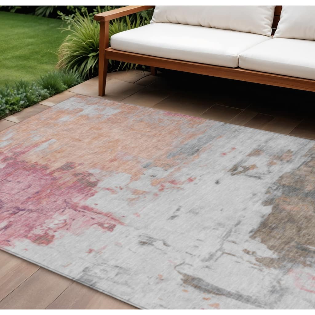 HomeRoots Abstract Transitional Rectangle Outdoor Rug