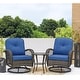 preview thumbnail 9 of 7, EROMMY Outdoor 3 Pieces Swivel Rocker Patio Chair Sets with Glass Table, All-Weather Wicker & Thickened Cushions for Backyard