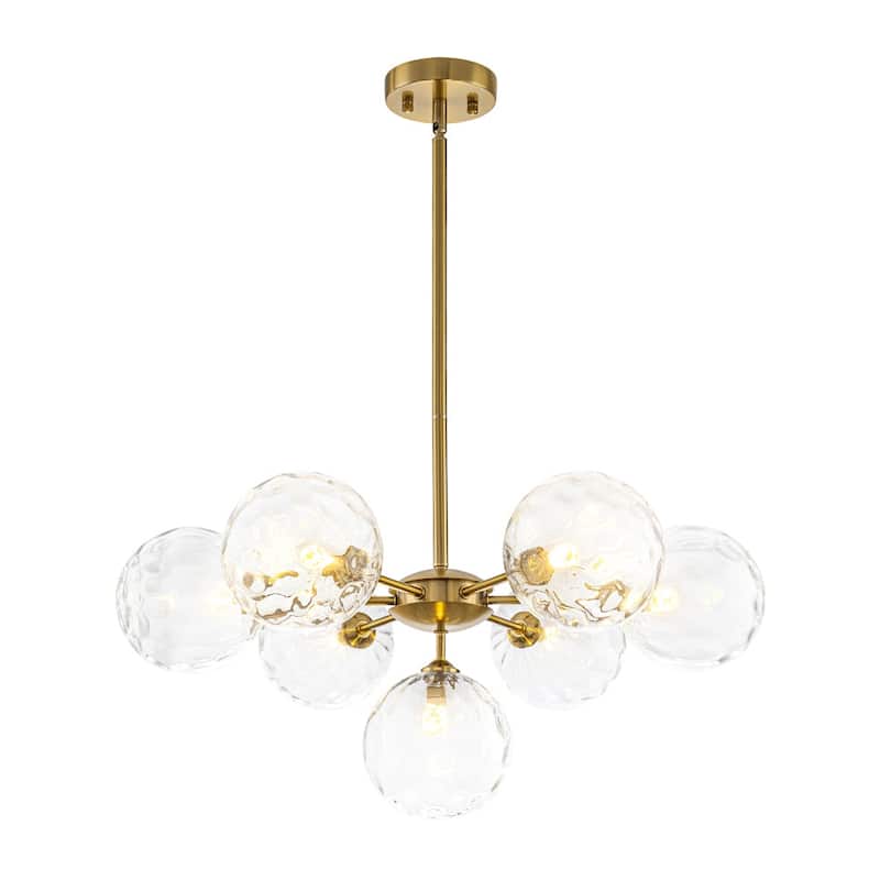 Contemporary 7-Light Clear Textured Glass Sputnik Chandelier - 25.2 in