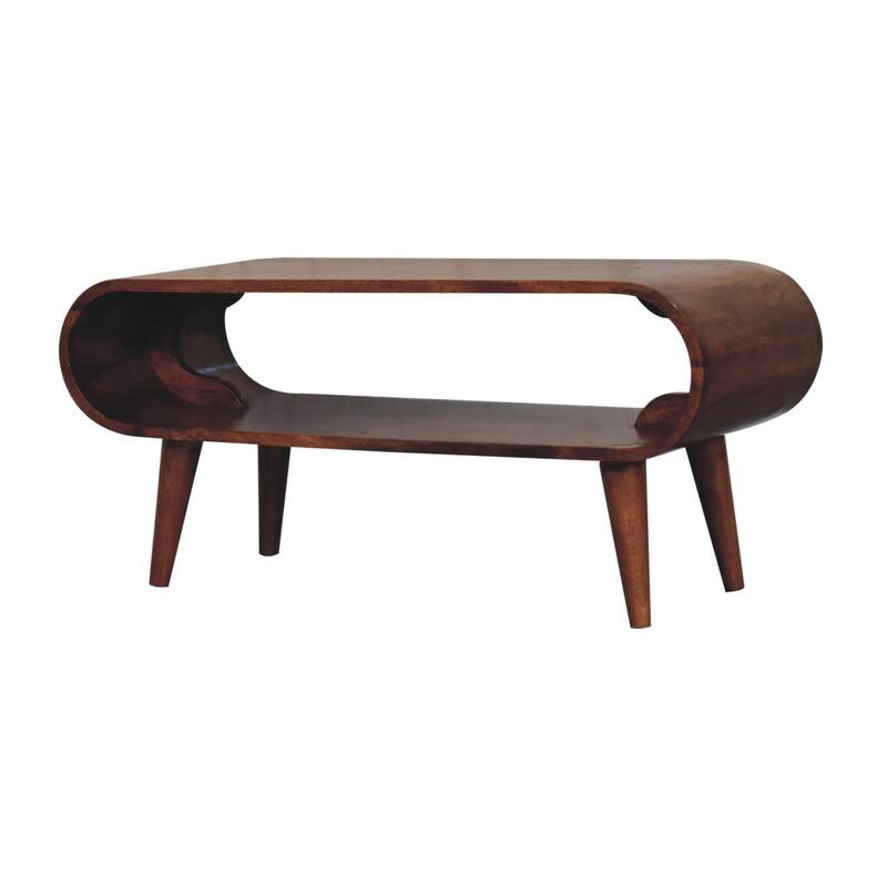 Artisan Furniture Solid Wood Amaya Nordic Style Honey Caramel Coffee Table, Brown, Storage Area