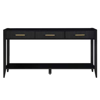 60" Storage Console Table with 3 Drawers and Shelf, Extra Long Living Room Rectangular Entryway Table