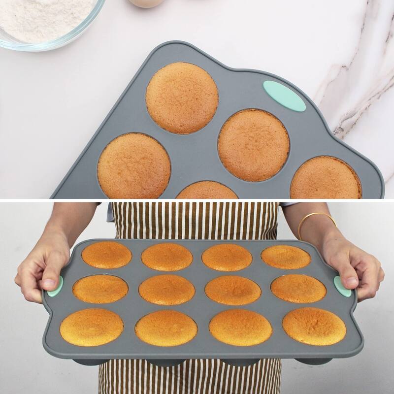 8 in 1 Silicone Baking Set - 6 Silicone Molds - 2 Silicone Baking Mat, Nonstick Cookie Sheet, Cake Muffin Bread Pan