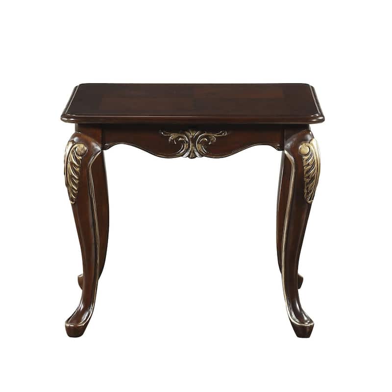 28 in. Brown Rectangle Wood End Table with Cabriole Legs