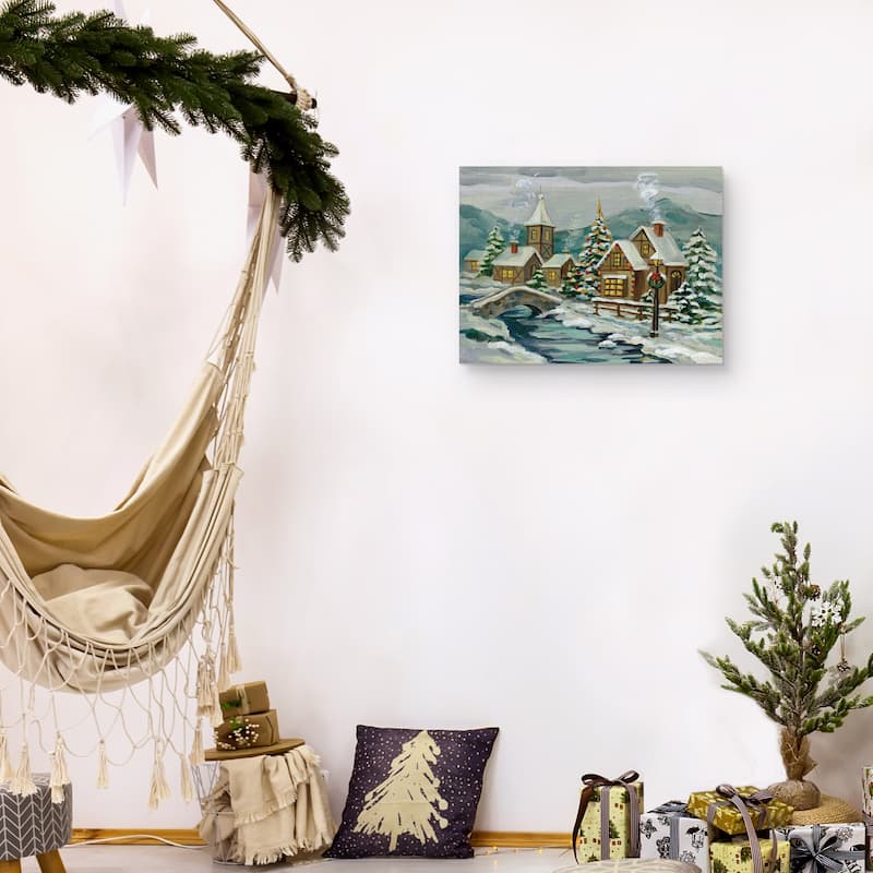 Twilight Christmas Village Canvas Art Print