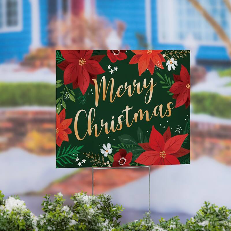 Holiday Yard Sign - "Merry Christmas" - 24" x 18" - Multicolor