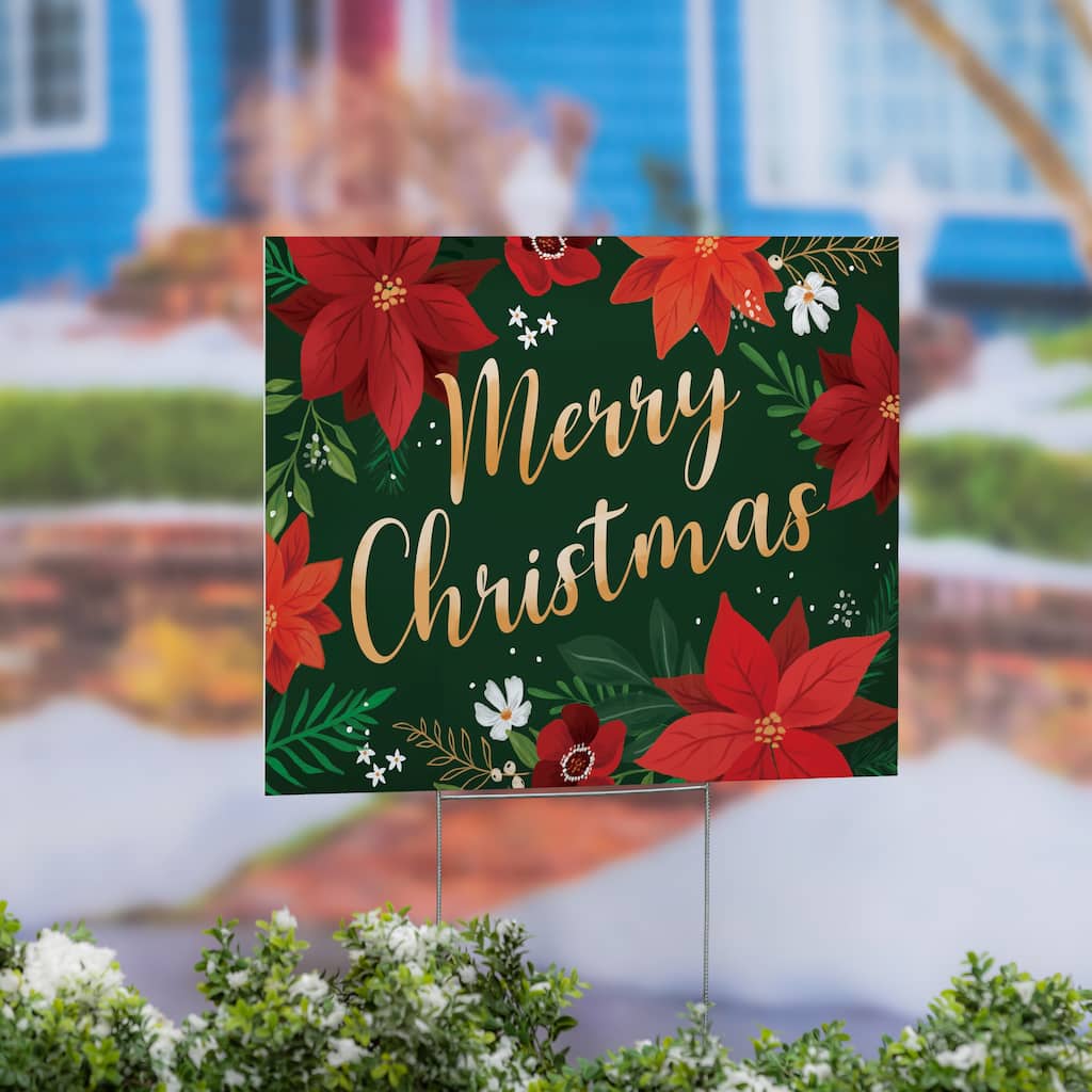 Holiday Yard Sign - "Merry Christmas" - 24" x 18" - Multicolor