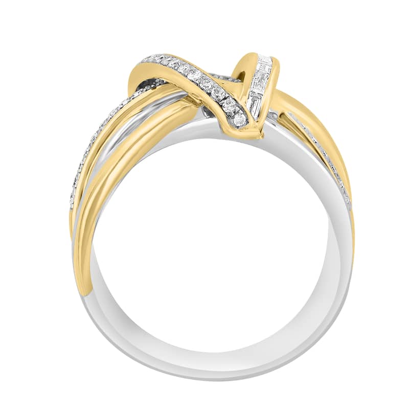 EFFY 925 Sterling Silver and Gold over Silver Cross Ring