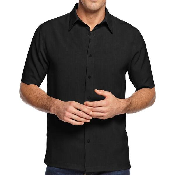 Shop John Ashford Mens Button Down Shirt Textured Short Sleeve M