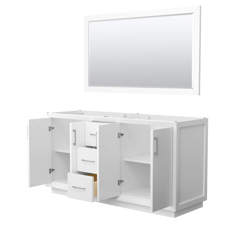 Strada 66-Inch Double Vanity Cabinet, 58-Inch Mirror
