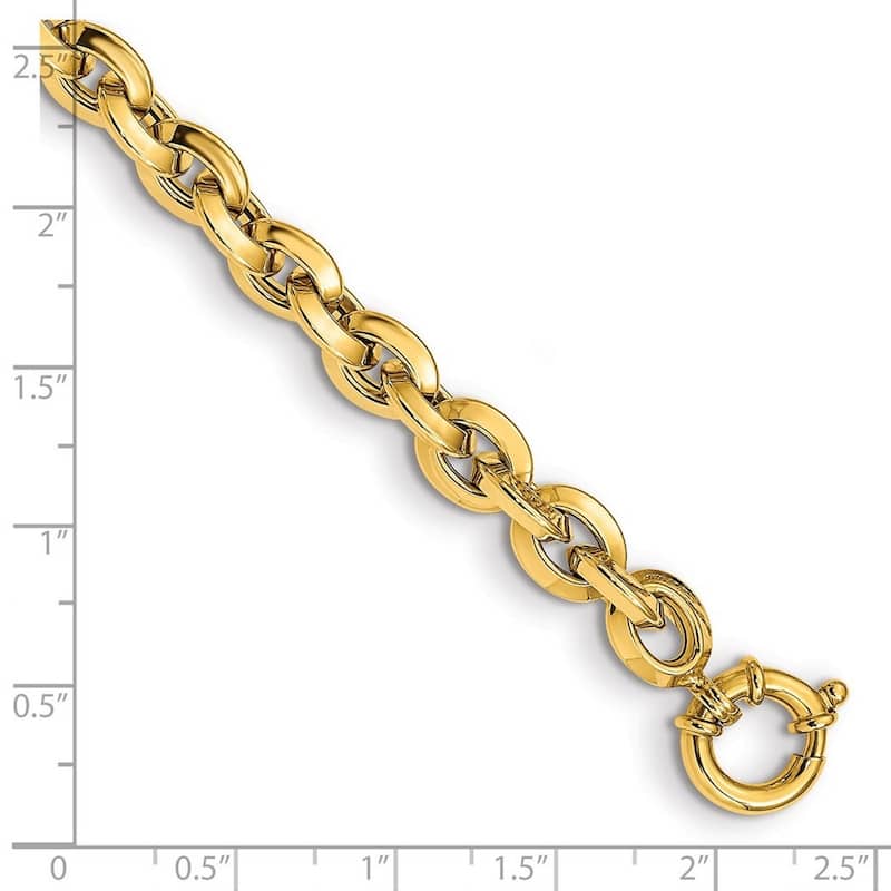 Curata 14k Polished Yellow Gold Fancy Knife edge Rolo Link Bracelet 8 Inch