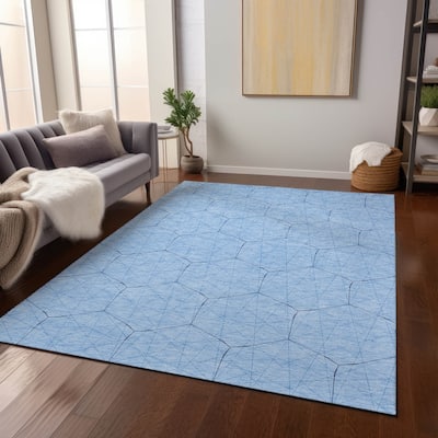 Machine Washable Indoor/ Outdoor Mosaic Geo Chantille Rug