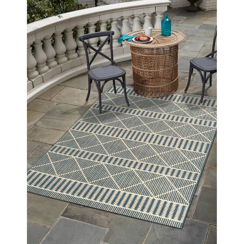 Outdoor Khence Collection Area Rug - Blue - 4'x6'