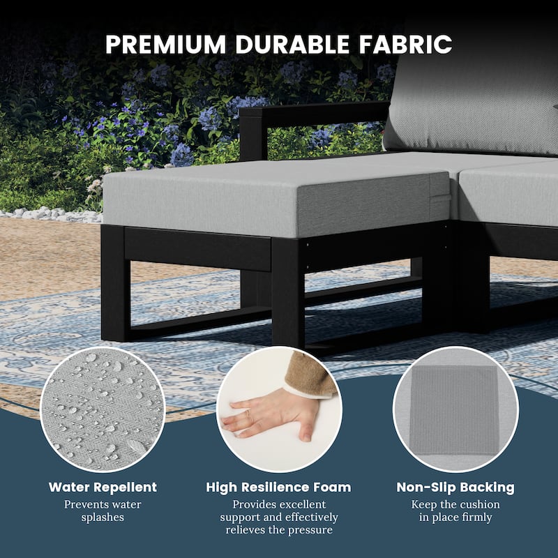 Endless Patio 4-Piece Deep Seating Set with Ottoman with Black Frame