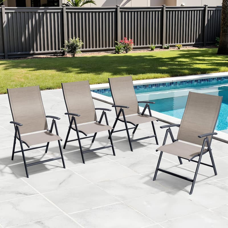 2/4-piece Folding Patio Chair Set Outdoor Adjustable Dining Chair - Espresso - 4PC