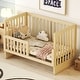 preview thumbnail 3 of 7, Natural Convertible Crib/Full Size Solid Wood Bed with Changing Table, Adjustable Height, 2-in-1 Nursery Bed