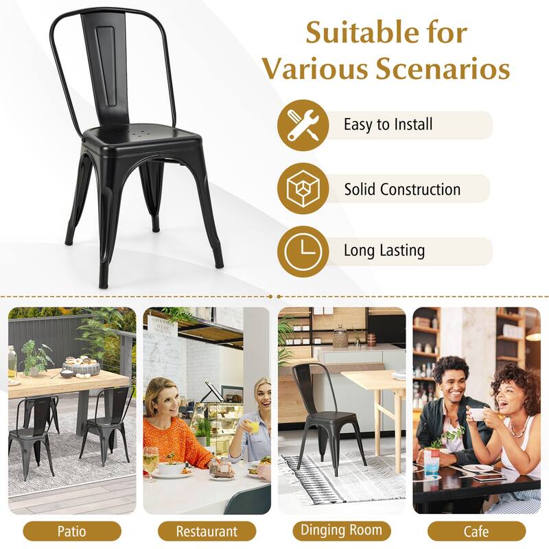 Costway 18" High Back Bar Stools Set of 4 with Removable Backrest for - See details