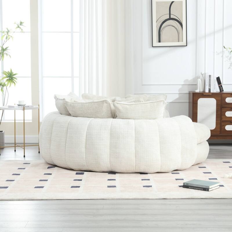 81.10" Double Bread Extra Large Round Sofa Bed with Armrests and Large Cushions