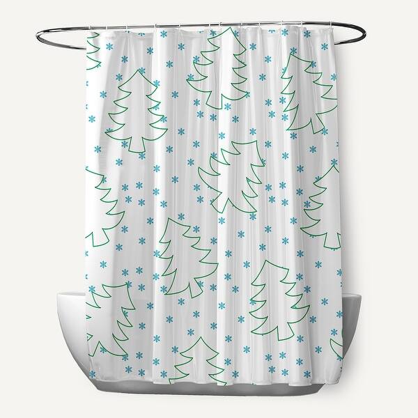 slide 2 of 12, Tree Outlines Shower Curtain Turquoise