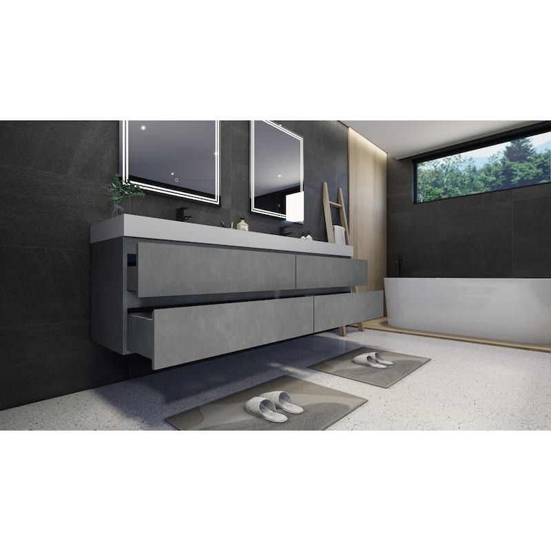 Baillie 84'' Wall-Mounted Vanity with Double Reinforced Acrylic Sink