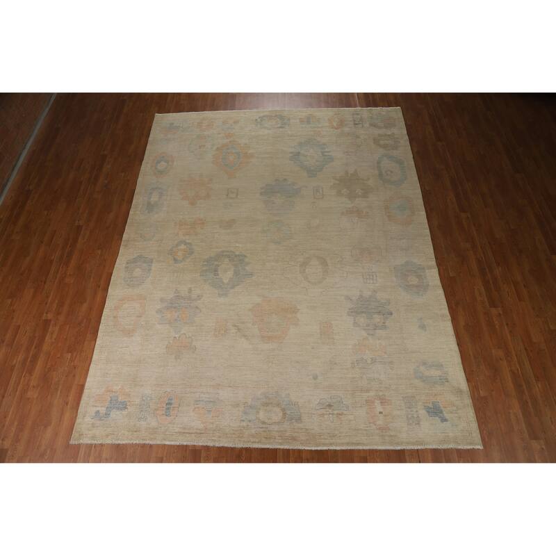 Oushak Turkish Area Rug Handmade Vegetable Dye Wool Carpet - 9'0"x 11'11"