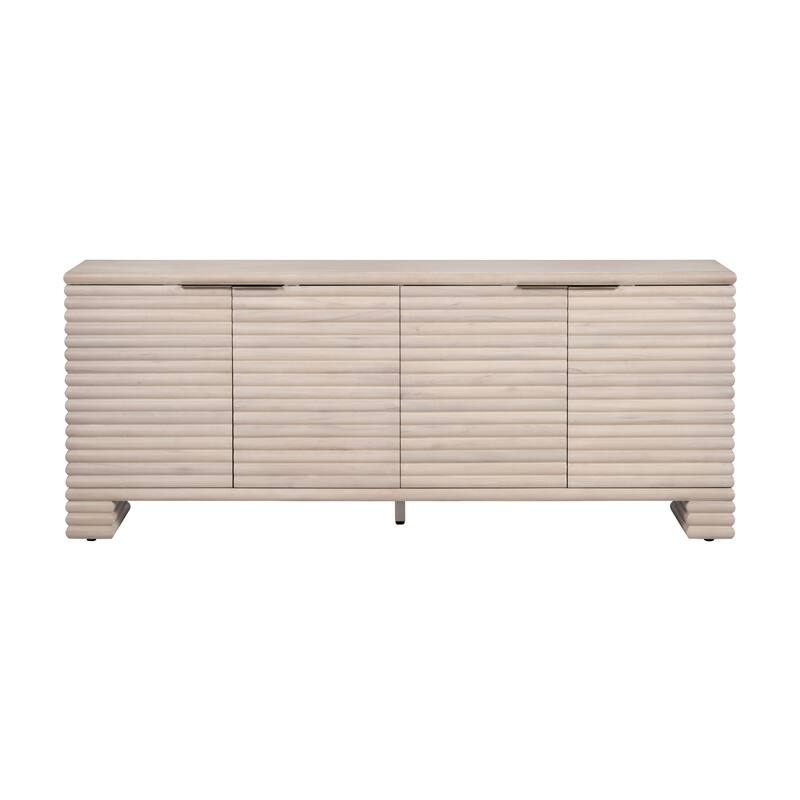 80.12 in. Cream Solid Wood 4 Door Media Credenza_Sideboard