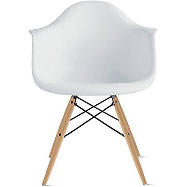 slide 2 of 18, Modern Plastic Dining Room Chair with Eiffel Dowel Legs White