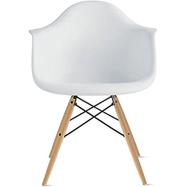 white desk chair with wooden legs