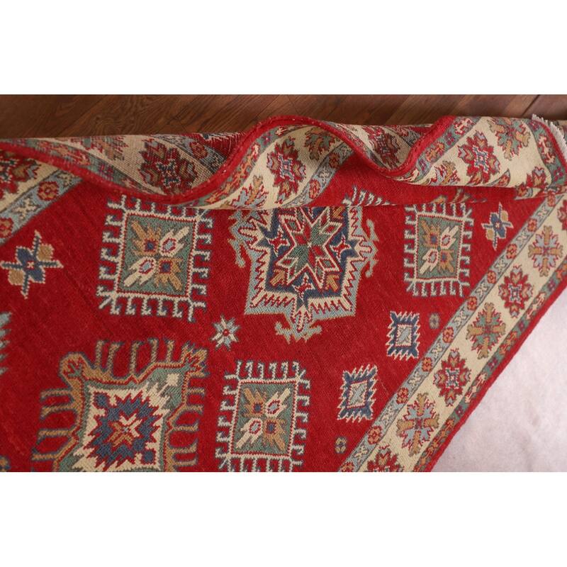 Traditional Kazak Oriental Rug Hand-Knotted Geometric Wool Carpet - 3'2"x 5'2"