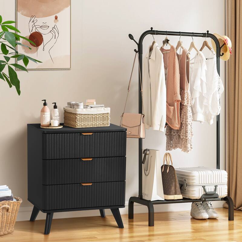 23.62in.W End Table 3-Drawer Nightstand with Charging Station