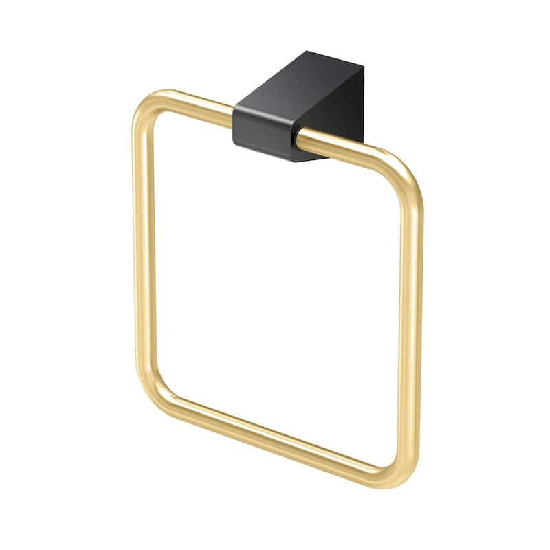 Gatco 5652 A-Line 6-1/8" Wall Mounted Towel Ring - Brushed Brass / Matte Black