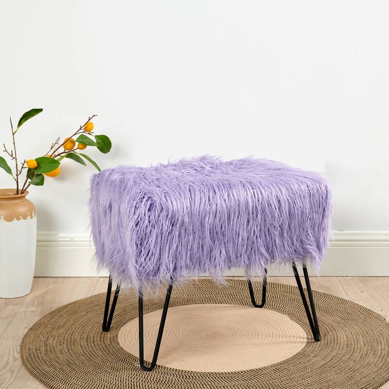 Mongolian Fauxfur Ottoman