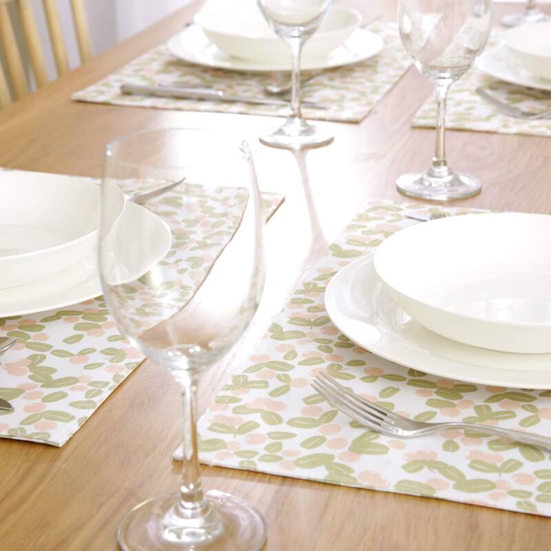 Rustic Forest Berries Reversible Placemats Set of 4 (12x18") - 12x18 Inch - Pink