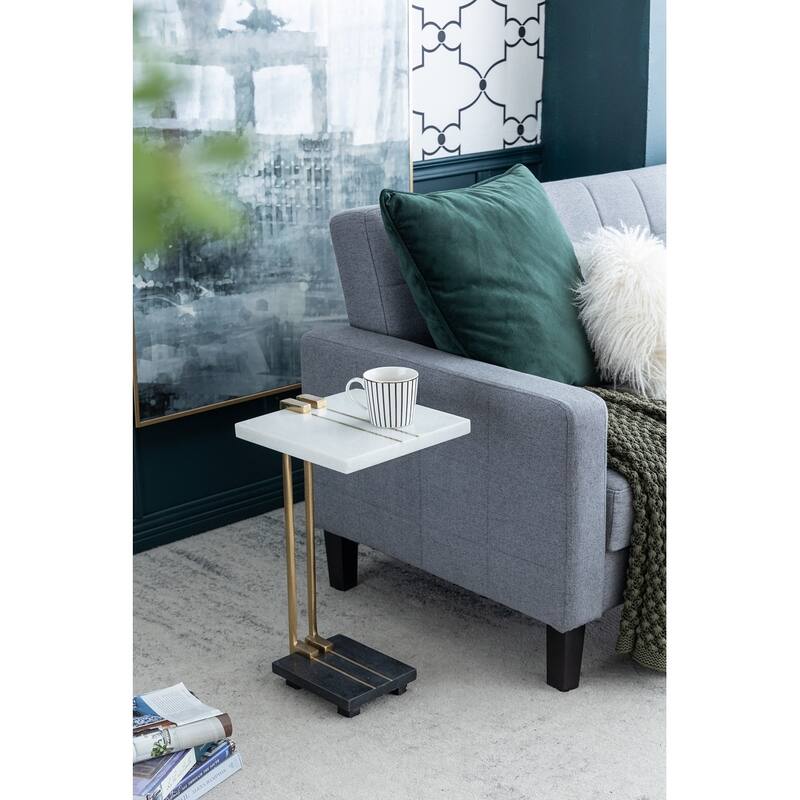 GDFStudio - Luxe C-Shaped Side Table - Chic, Functional, and Stylish Accent Piece - 22.8" - Gold