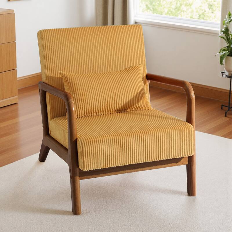 Mid-Century Upholstered Accent Chair with Wood Frame