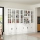preview thumbnail 32 of 82, White Buffet Sideboard & Curio Bookcase Cabinet with Glass Doors