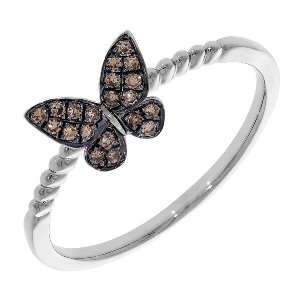 Prism Jewel 0.39Ct Natural Brown Diamond Flower Cluster Style Ring