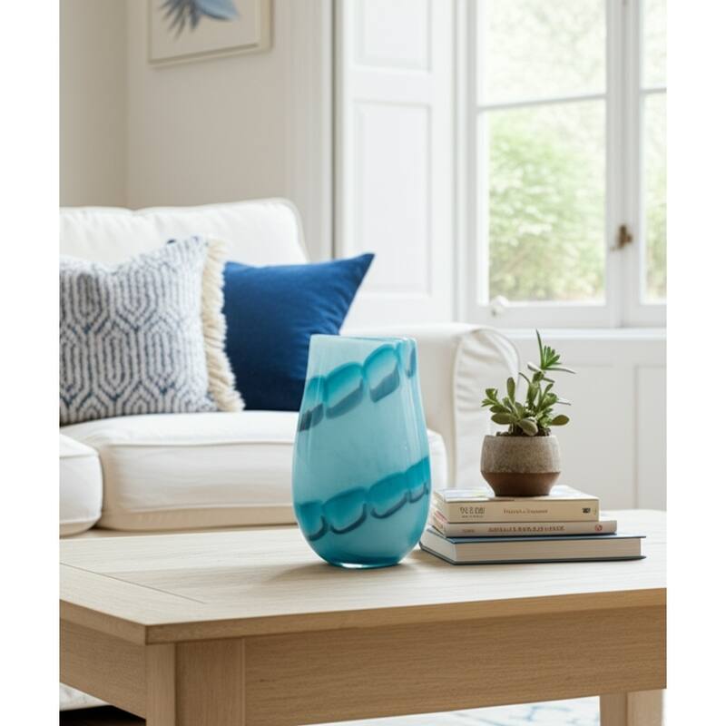 Glass Vases Coastal Style with Sculpted Detailing and Swirl Design