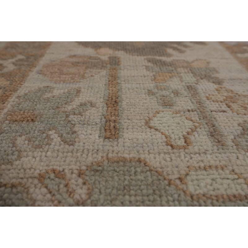 Vegetable Dye Oushak Turkish Rug Handmade Grey Wool Carpet - 8'0"x 9'11"
