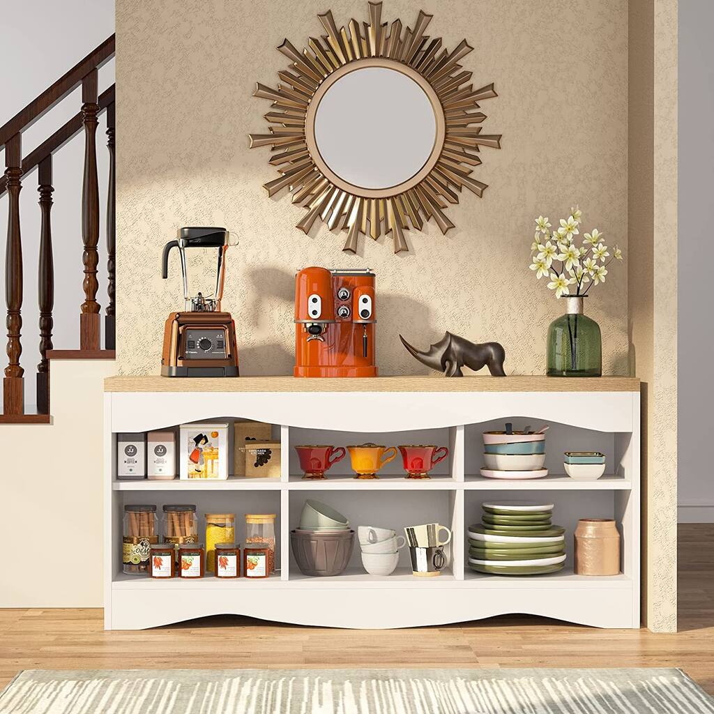 Buffets & Sideboards Coffee Bar Cabinet, 55" Farmhouse Buffet Cabinet - 55.12”L * 13.78”W * 25.59”H