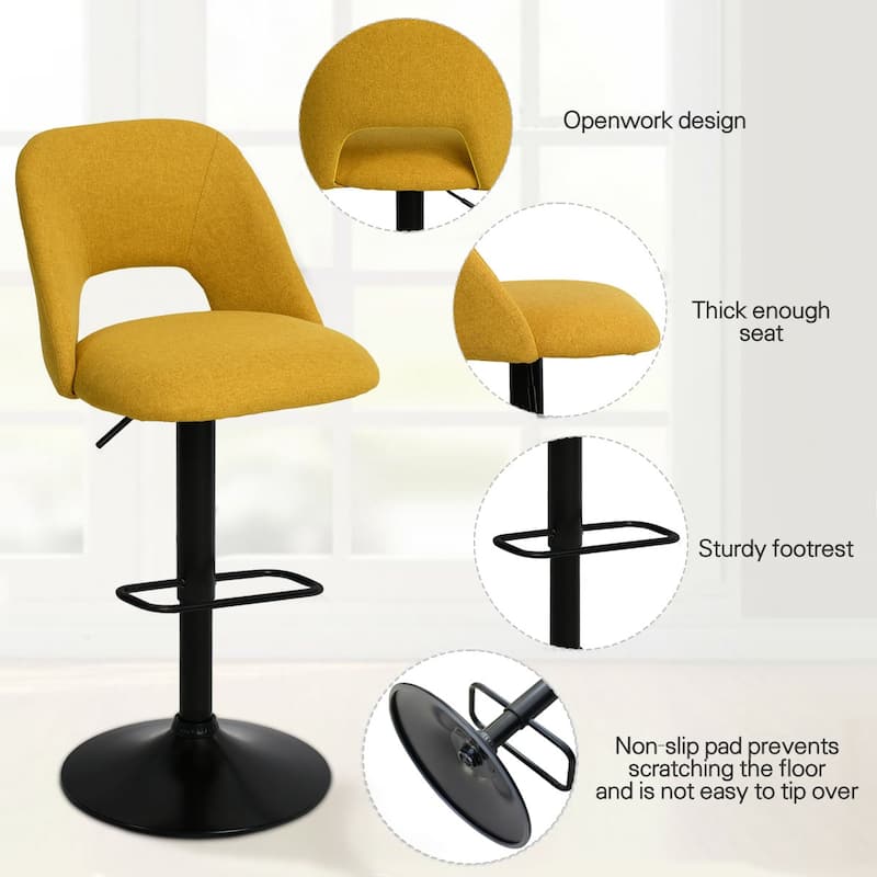 17.7" Bigger Base Vinyl Adjustable Height Swivel Bar Stool, Set of 2 - 32"x17"x17"